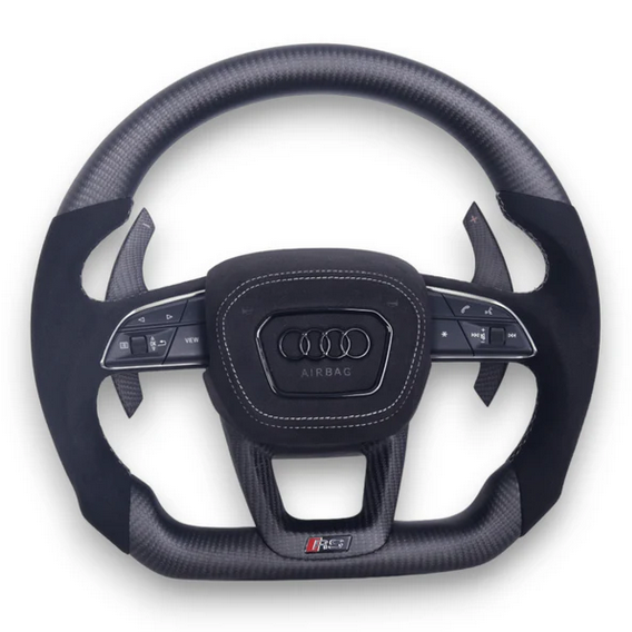 Audi Q/RS 2023 Style Customizable Carbon Fiber / Alcantara / LED Steering Wheel | Fits 2010+ Models