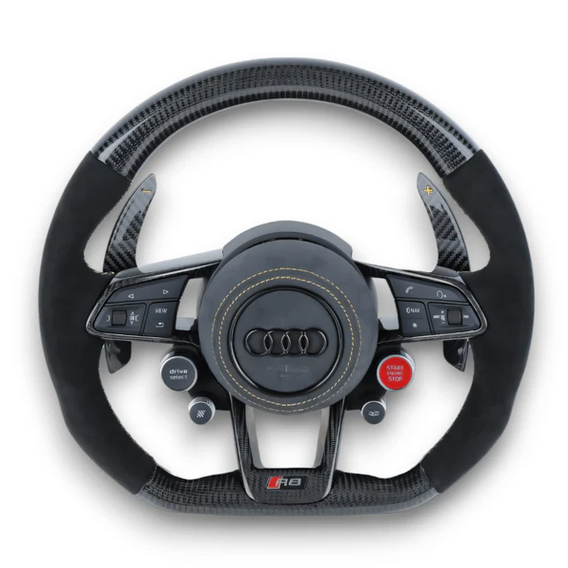 Audi R8/TT Style Customizable Carbon Fiber / Alcantara / LED Steering Wheel | Fits 2010+ All Models